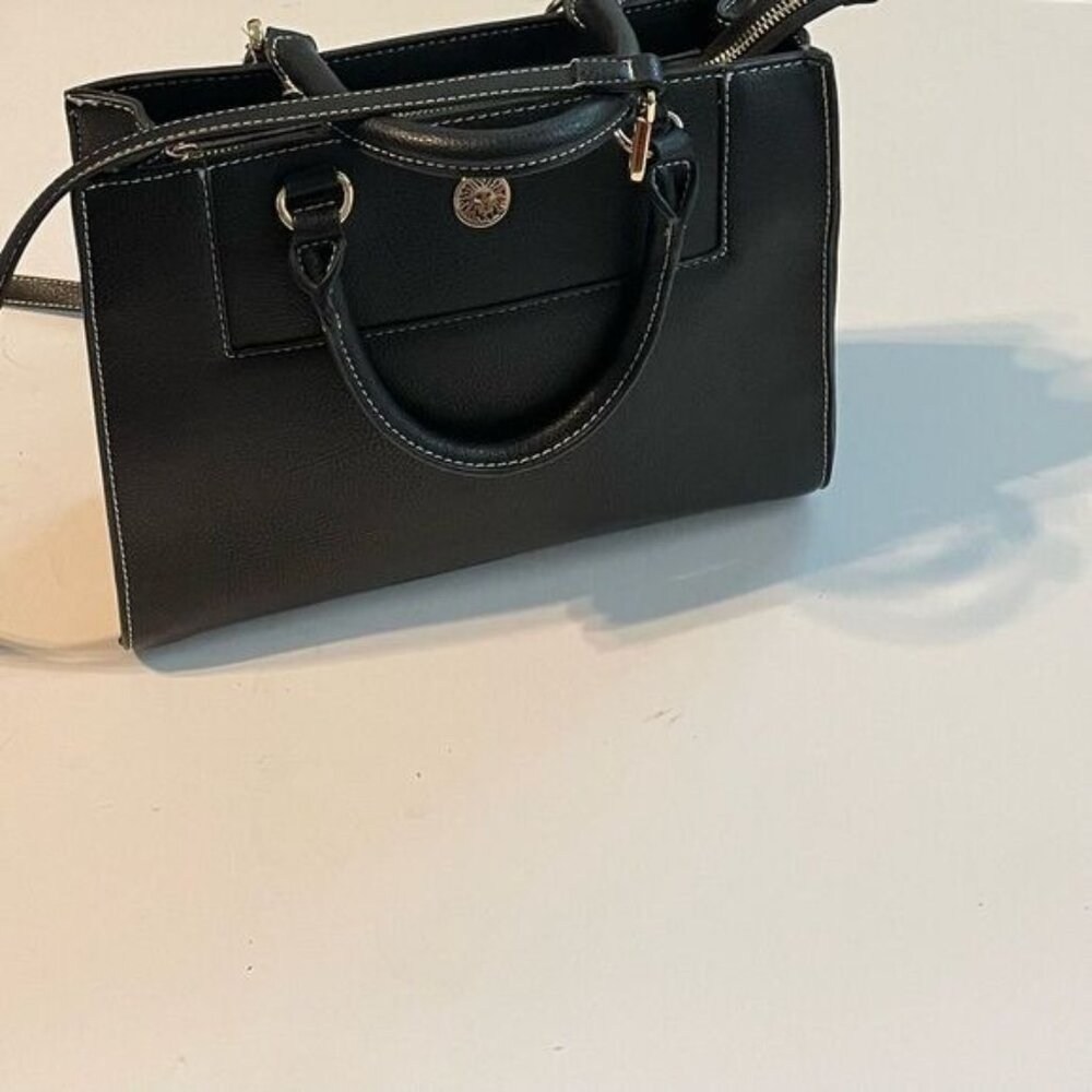 Anne Klein Satchel Bag Faux Leather Crossbody Tote Gold Hardware Quiet Luxury - Picture 4 of 16